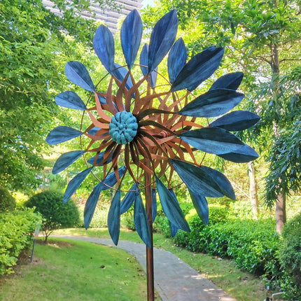 Rotating Metal Windmill Garden Decor – Dual Motion Outdoor Yard Spinner