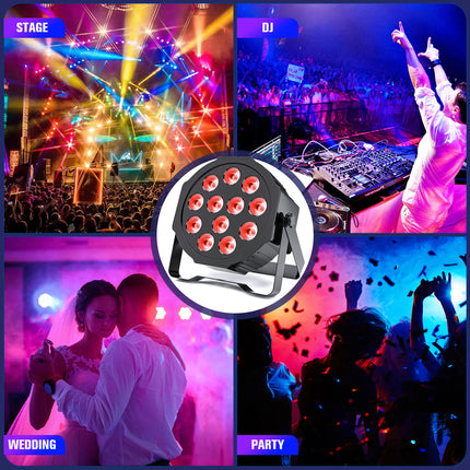 36W RGBWA UV LED Par Can Light Battery Powered Stage Light with Remote and DMX512