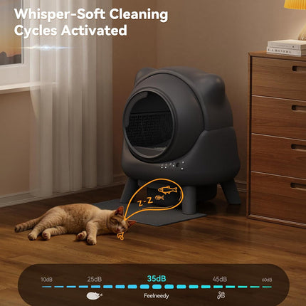 Automatic Enclosed Cat Litter Box 65L with App Monitoring and Self-Cleaning