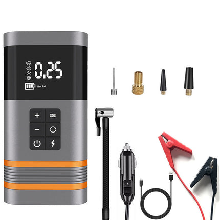 Rechargeable 12V Car Tyre Inflator with Jump Starter and LED Torch – 150PSI Cordless Air Compressor