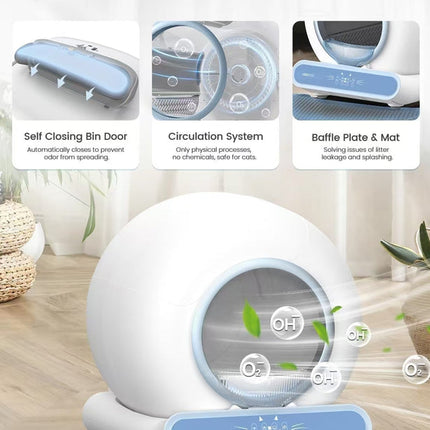 Smart Automatic Cat Litter Box 65L with App Control for Multi-Cat Households