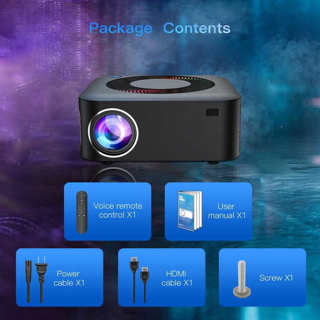 Smart Home Projector 500 ANSI Lumens 1080p Full HD with 5G WiFi and Wireless Casting