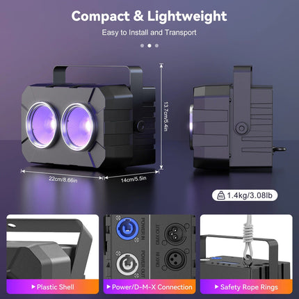 RGBW COB LED Stage Par Light – 2-Eye DMX512 & Sound-Activated Party and Event Lighting