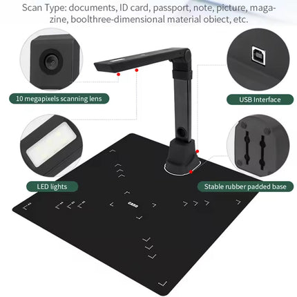 8MP High-Resolution Automatic USB Document Scanner with OCR for A3 Documents