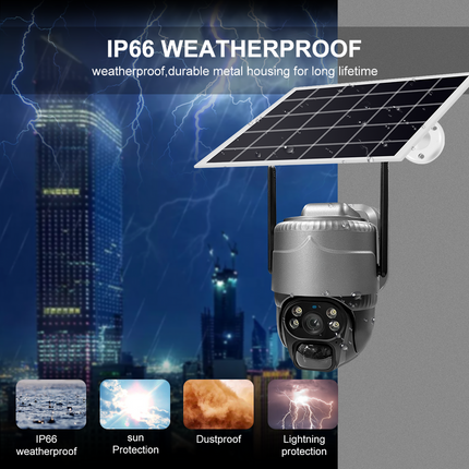 Solar-Powered Outdoor PTZ Security Camera with SIM & WiFi, Remote Viewing and Smart Alerts