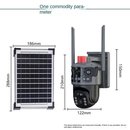 Wireless 6MP PTZ Solar Surveillance Camera with Dual Lenses, 8W Charging Panel & Smart Night Monitoring