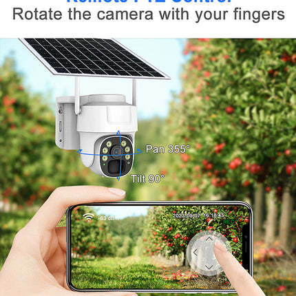Solar Powered Wireless PTZ Outdoor Camera with Smart Motion Alerts, Color Night View & Two-Way Talk