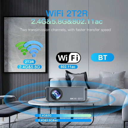 Compact Smart Projector 1080p Full HD with 400 ANSI Lumens  WiFi Screen Casting & BT Remote