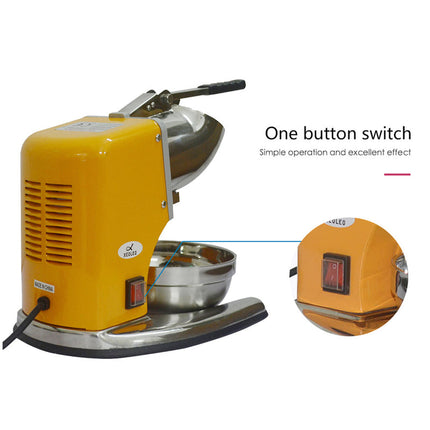 Heavy-Duty 180W Electric Ice Crusher & Shaved Ice Machine – Stainless Steel, Semi-Automatic, Home & Commercial Use