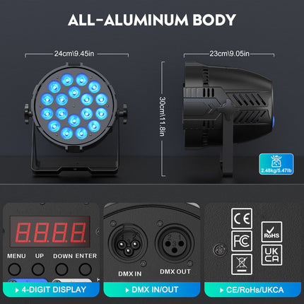 Portable 18x10W RGBL LED Stage Light with DMX512 and Voice Control for Nightclubs, Parties, and Events