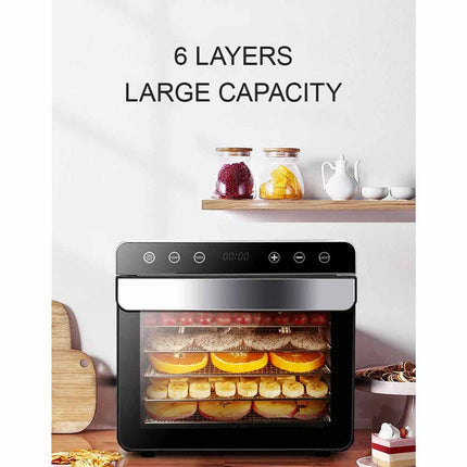 6-Tray Stainless Steel Food Dehydrator 700W with Digital Control Panel, 24-Hour Timer & Adjustable Temperature (30–85°C)