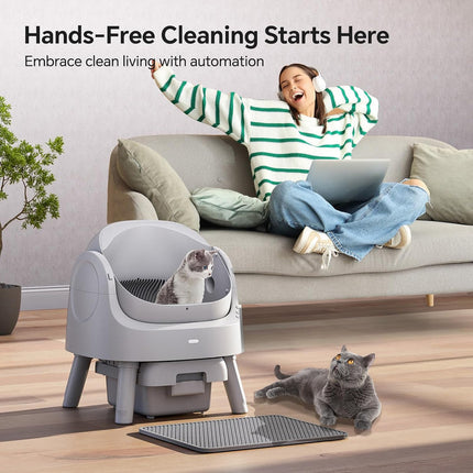 Automatic Self-Cleaning Cat Litter Box with Open Top Design & Odour Reduction