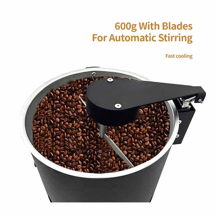 Compact Electric Coffee Bean Cooler 600g Auto-Rotating Stainless Steel Surface Black