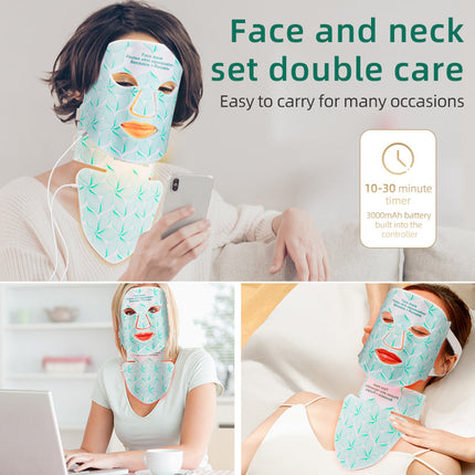 Rechargeable 7-Colour LED Facial & Neck Light Therapy Mask for Skin Firming & Rejuvenation