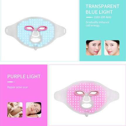LED Facial and Neck Light Therapy Mask – 7-Colour Silicone Skin Rejuvenation Device
