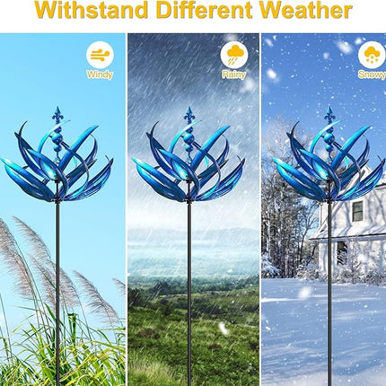 Solar Powered Metal Windmill Spinner for Garden – Rotating Outdoor Yard Decor
