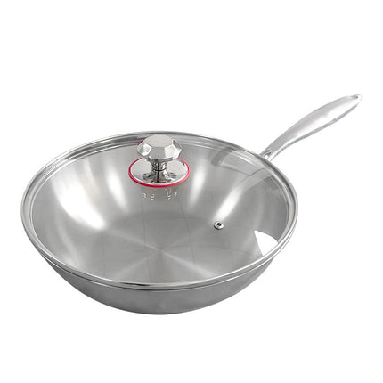 30cm Multi-Layer Titanium Skillet with Glass Cover & Steel Grip Handle
