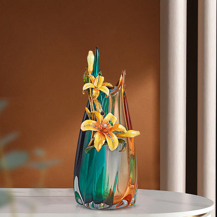 Modern Lily Design Ceramic Vase 30cm Porcelain Tabletop Decorative Flower Holder