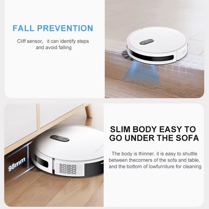 2-in-1 Robot Vacuum and Mop with Gyroscope Navigation – Low-Profile Automatic Floor Cleaner