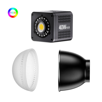 Portable 40W LED Studio Light – Adjustable 2500-6500K, RGB Full Color, 1–5h Battery, Dual Temp
