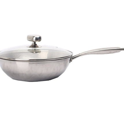 30cm Handmade Hammered Titanium Soup & Stir-Fry Pot with Tempered Glass Lid – Induction Compatible