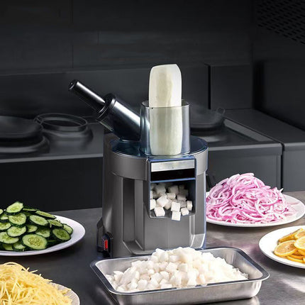 Dual-Port Commercial Food Processor 100W with Large Feed Chute – Grey