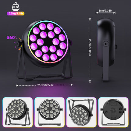 18x4W RGBW LED Par Stage Light with Remote & DMX512 – Club, Party & Event Lighting