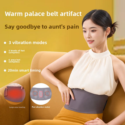 Rechargeable Waist & Abdomen Massage Belt with Heat, Vibration Modes and Adjustable Fit