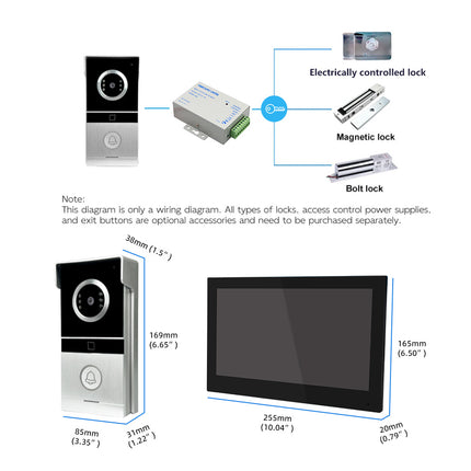 Smart Wired Video Doorbell Intercom with 7 Inch IPS Touch Screen, HD Camera & Motion Detection