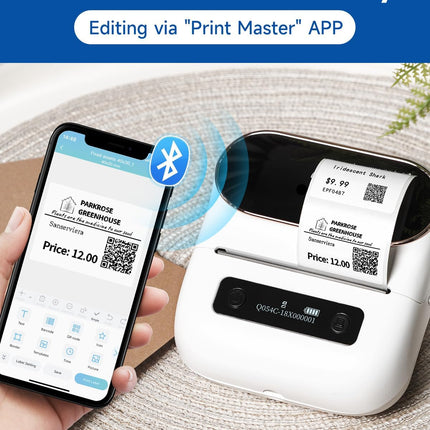Portable Bluetooth Thermal Printer with 2200mAh Battery for Labels and Barcodes