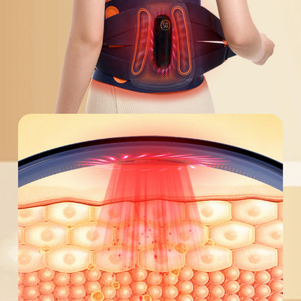Rechargeable Waist Support Massage Belt with Red Light and Dual-Zone Vibration