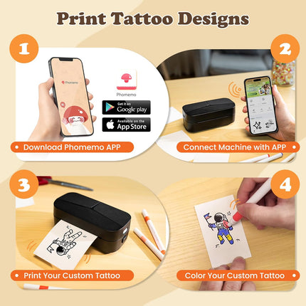 Portable Wireless Tattoo Stencil Printer 203dpi with 1200mAh Rechargeable Battery