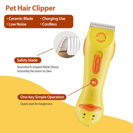 Portable 2-Speed Pet Grooming Clipper Kit with USB Charging and Adjustable Guide Combs
