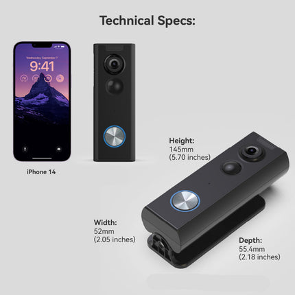 Wireless IP65 Weatherproof Video Doorbell Camera with 2-Way Audio, PIR Motion Detection & 5200mAh Battery