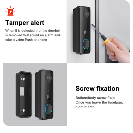 Wireless IP65 Weatherproof Video Doorbell with 2-Way Audio, PIR Motion Detection & 5200mAh Battery
