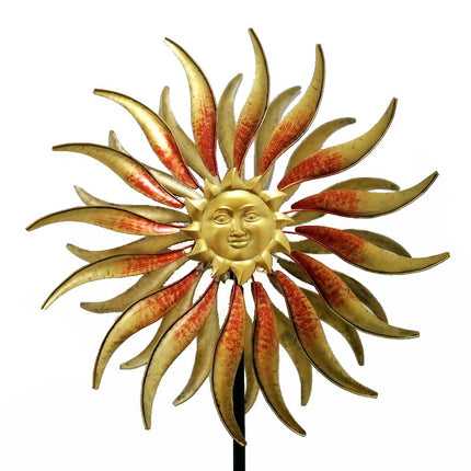 Solar Metal Sun Face Wind Spinner with Colour-Changing LED for Garden and Outdoor Decor