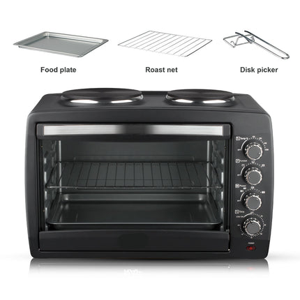 2-in-1 Electric Oven with Hot Plate 45L Large Capacity Mechanical Temperature Control