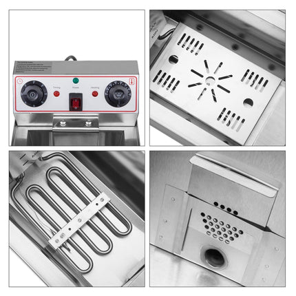 Commercial Double Basket Electric Fryer 3000W x 2 Dual Tank Deep Fryer 10L x 2 Stainless Steel