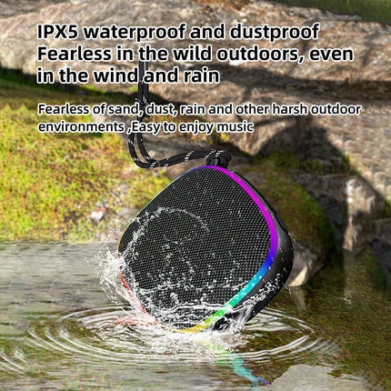 Mini Wireless Bluetooth Speaker with RGB Lighting, IPX5 Waterproof and TWS Stereo Pairing
