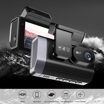 Dual Lens 4K Dash Camera with 2.5K Rear Camera, WiFi, 24 Hour Parking Monitor and G-Sensor