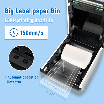 Portable Bluetooth Thermal Label Printer 203 DPI USB Wireless Shipping Barcode Printer