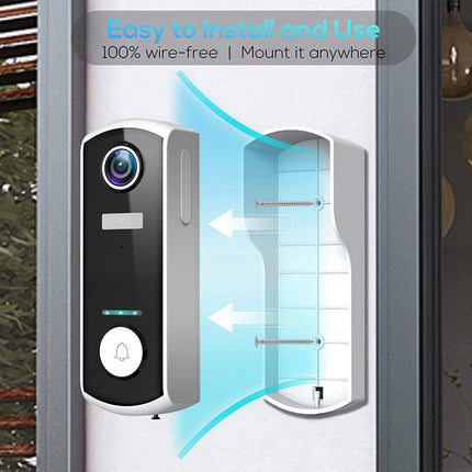 Cordless Smart Video Doorbell with HD Night Vision, PIR Motion Alerts, Cloud & Micro SD Storage