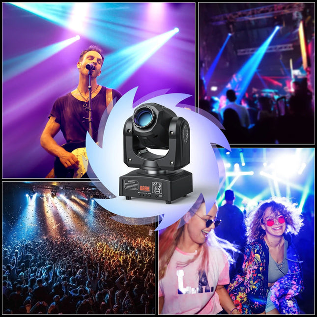 30W LED Moving Head Stage Light with RGBW, Gobos & DMX Control for Parties and Events