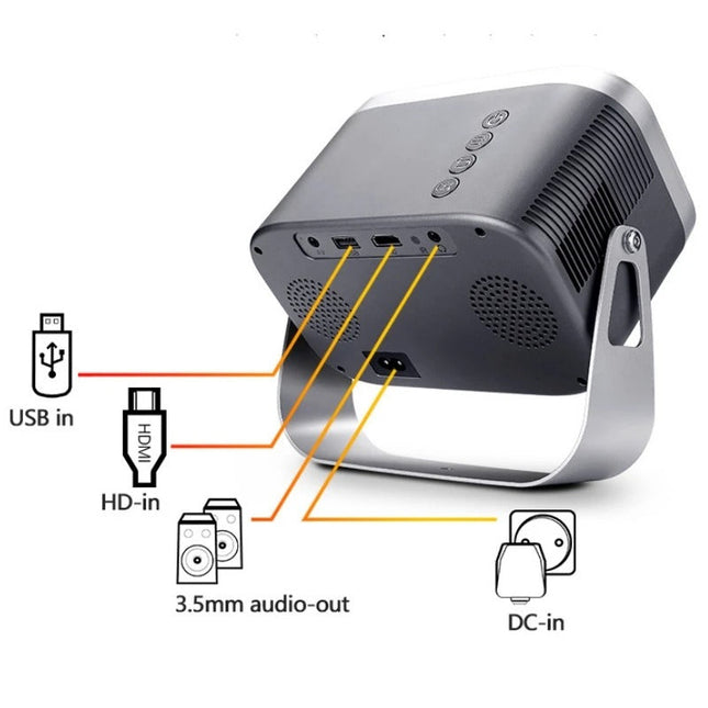 Compact Android 720p HD Projector 150 ANSI Lumens WiFi Bluetooth Portable Gray