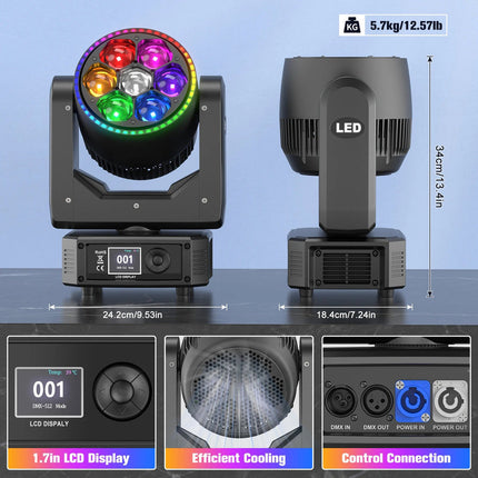 Professional Bee Eye Moving Head Light 300W RGBW with Adjustable Zoom and Dynamic Effects