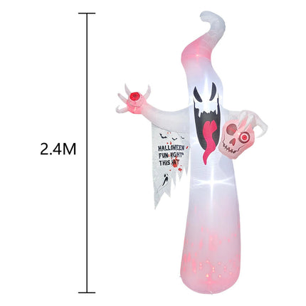 Outdoor 8FT Halloween Ghost Inflatable Decoration with LED Lighting and Easy Setup