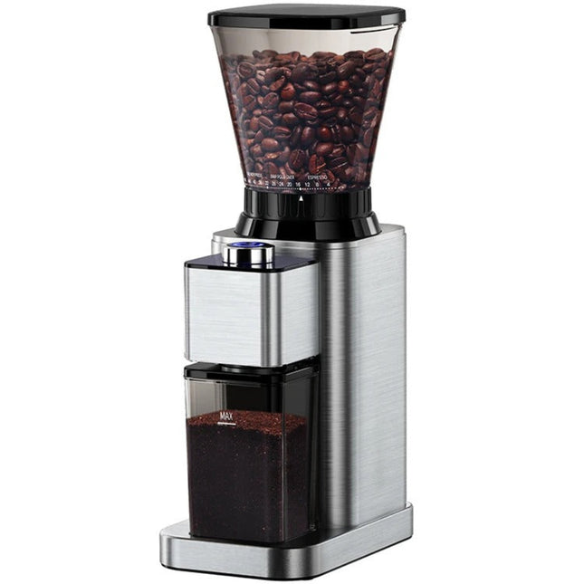 Electric Coffee Grinder with Stainless Steel Housing, 48 Grind Settings, 250g Bean Hopper