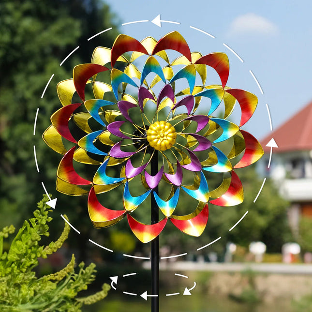 Colorful Kinetic Metal Wind Spinner for Garden & Outdoor Spaces – 60cm