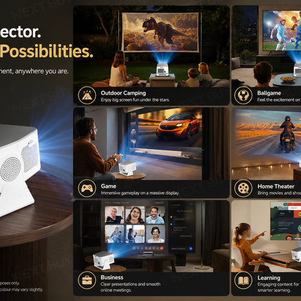 Wireless Smart Projector 8K Playback Auto Screen Detection Android 14 White