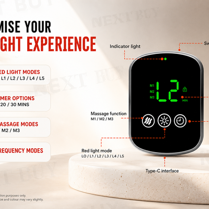 Cordless Infrared & Red LED Relaxation Wrap for Back, Waist and Joint Support